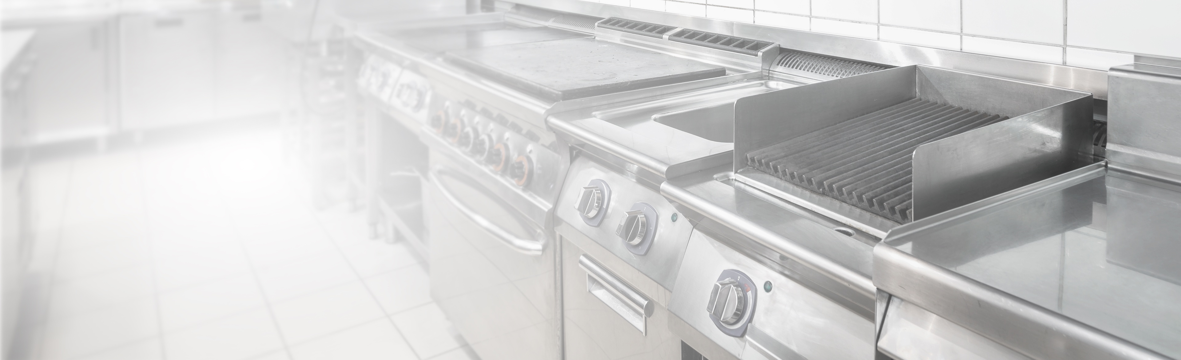 A professional kitchen, mostly in stainless steel. 